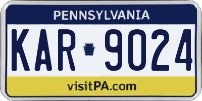PA license plate KAR9024