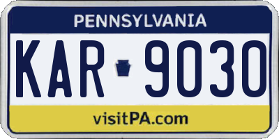 PA license plate KAR9030