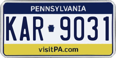 PA license plate KAR9031