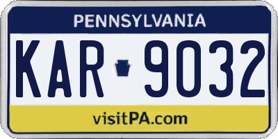 PA license plate KAR9032