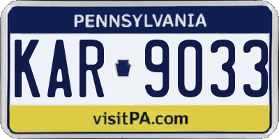 PA license plate KAR9033