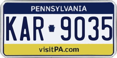 PA license plate KAR9035