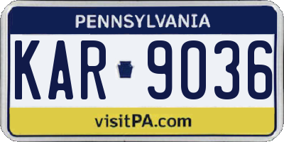 PA license plate KAR9036