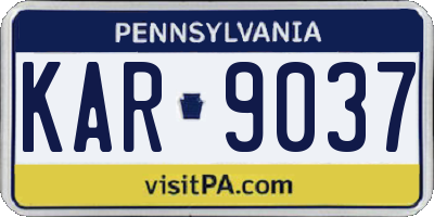 PA license plate KAR9037