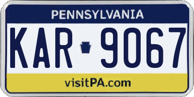 PA license plate KAR9067