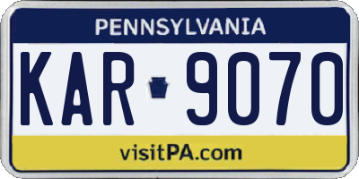 PA license plate KAR9070