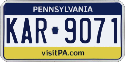 PA license plate KAR9071