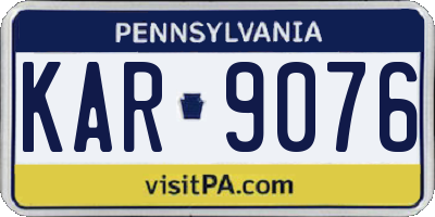 PA license plate KAR9076