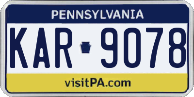 PA license plate KAR9078