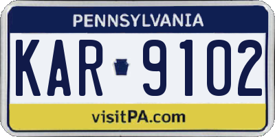 PA license plate KAR9102