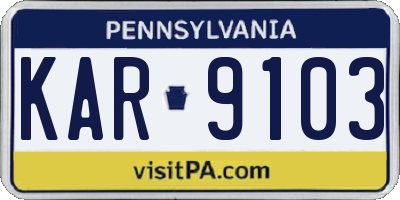 PA license plate KAR9103