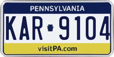 PA license plate KAR9104