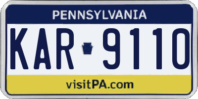 PA license plate KAR9110