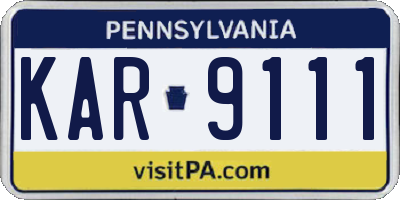 PA license plate KAR9111