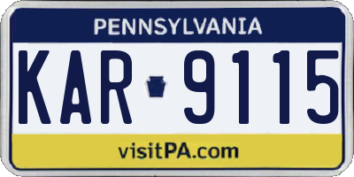PA license plate KAR9115
