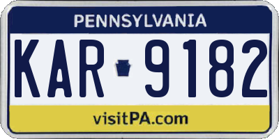 PA license plate KAR9182