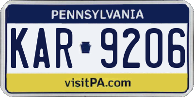 PA license plate KAR9206