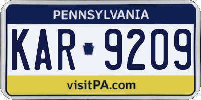 PA license plate KAR9209