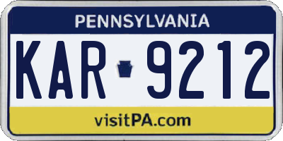 PA license plate KAR9212