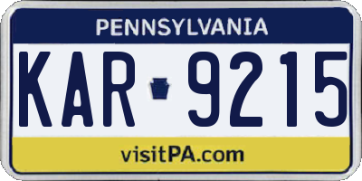 PA license plate KAR9215
