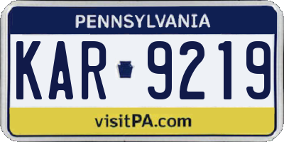 PA license plate KAR9219