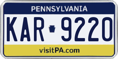 PA license plate KAR9220