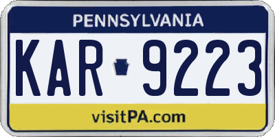 PA license plate KAR9223