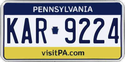 PA license plate KAR9224
