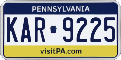 PA license plate KAR9225