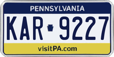 PA license plate KAR9227