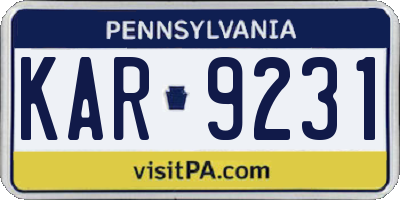 PA license plate KAR9231