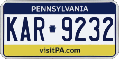 PA license plate KAR9232