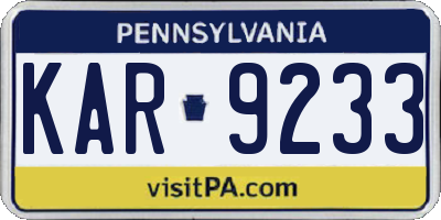 PA license plate KAR9233