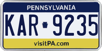 PA license plate KAR9235
