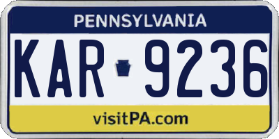 PA license plate KAR9236