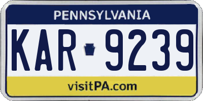 PA license plate KAR9239