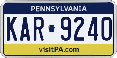 PA license plate KAR9240