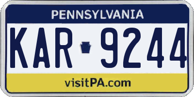 PA license plate KAR9244