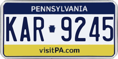 PA license plate KAR9245