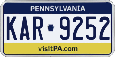 PA license plate KAR9252