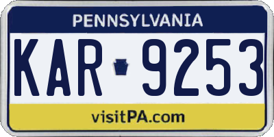PA license plate KAR9253