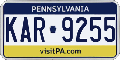 PA license plate KAR9255