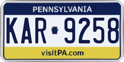 PA license plate KAR9258