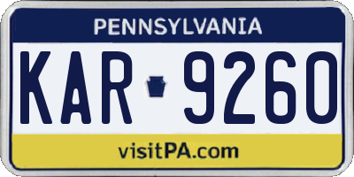 PA license plate KAR9260