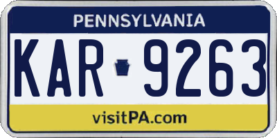 PA license plate KAR9263