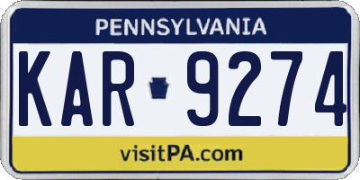 PA license plate KAR9274