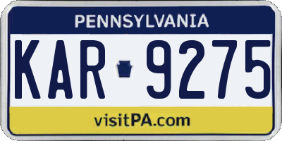 PA license plate KAR9275