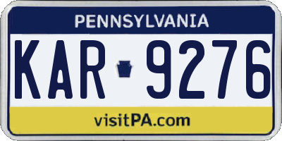 PA license plate KAR9276