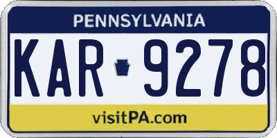 PA license plate KAR9278
