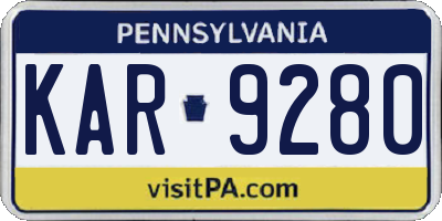 PA license plate KAR9280